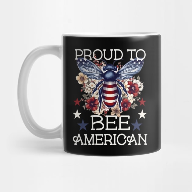 PROUD TO BEE AMERICAN FLORAL PATRIOTIC BEE VINTAGE STYLE by FlutteringWings 